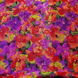 Handmade Tank Top Silky Satin Floral Red Pink